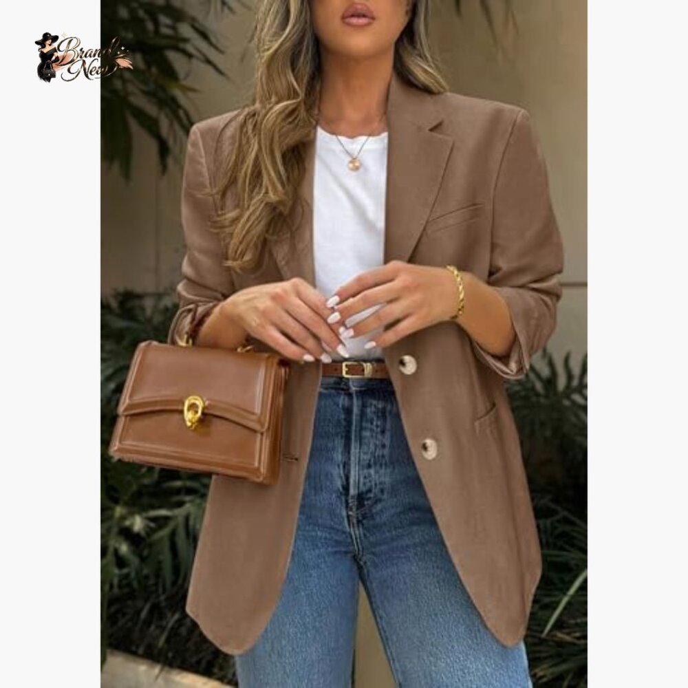 Polyester Blend Blazer with Pockets for Business … - image 5